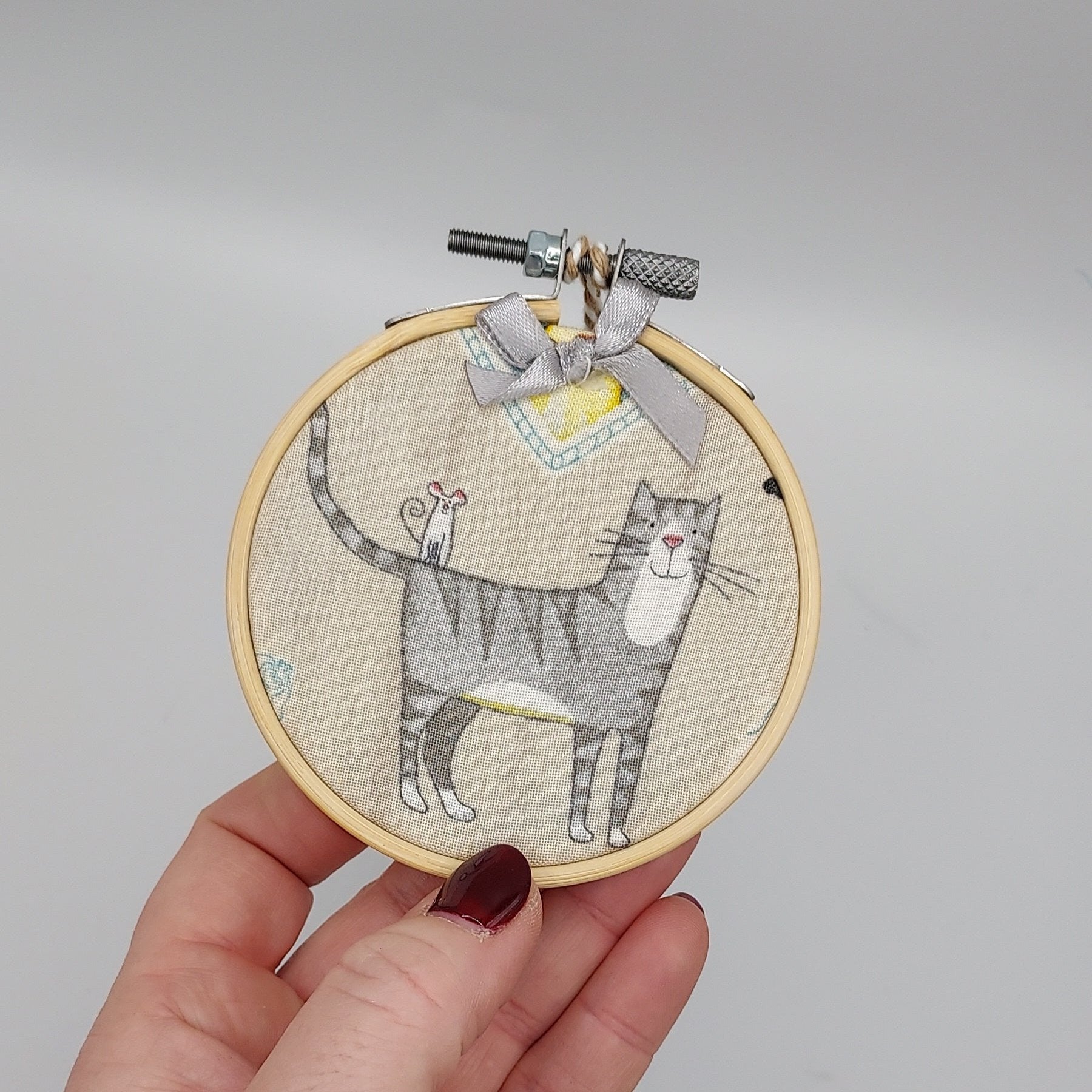 Cat embroidery hoop gift